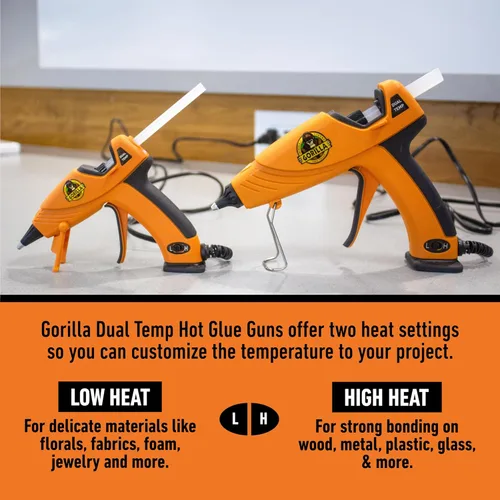 Miniatura 6 de Kit de pistola de pegamento caliente Gorilla (paquete de 1 pistola de pegamento caliente de tamaño completo y 45 barras) - Doble temperatura