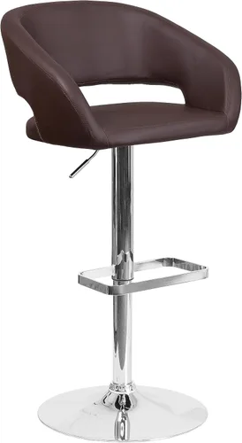 Miniatura 20 de Flash Furniture Erik Taburete de bar contemporáneo de altura ajustable con reposapiés y respaldo medio redondeado, taburete tapizado o altura