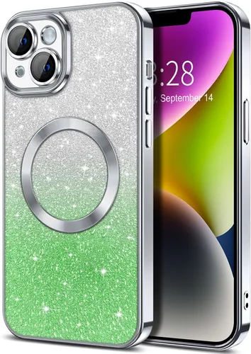 Miniatura 105 de Hython Funda para iPhone 13 Pro transparente con purpurina magnética [compatible con MagSafe] Protector completo de lente de cámara delgado