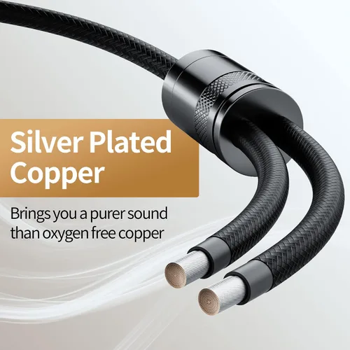 Miniatura 4 de HiFind Cable de audio estéreo RCA de 0.138 in a 2 de 4 pies (sonido real de alta fidelidad, chapado en plata, cobre y resorte trenzado SR), cable