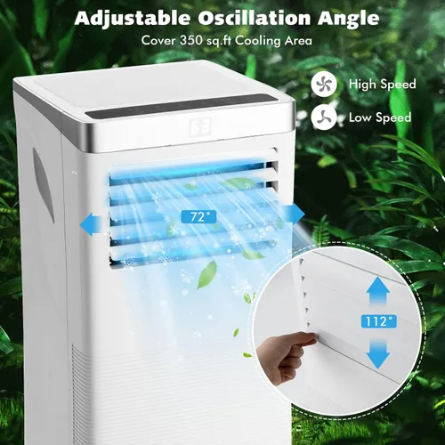 Miniatura 6 de LDAILY Aire acondicionado portátil de 10000BTU con control remoto, enfriador de aire 3 en 1 con 3 modos y 2 velocidades de viento, función