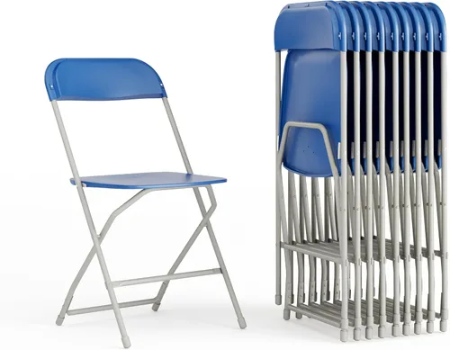 Miniatura 13 de EMMA + OLIVER Juego de 10 sillas plegables de plástico, capacidad de peso de 650 libras, silla plegable apilable ligera en color blanco