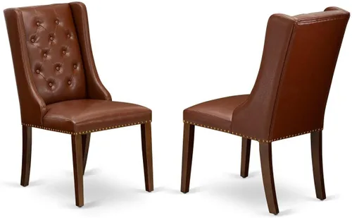 Miniatura 11 de East West Furniture FOP1T01 Forney Parson - Juego de 2 sillas de comedor con botones copetudos y ribete de cabeza de clavo, color crema, juego de 2