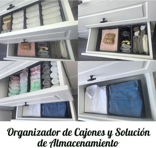 Miniatura 7 de Bructhun - Juego de 4 organizadores de cajones de tela para ropa, ropa interior, calcetines y sujetadores, divisores de tocador de 11 pulgadas