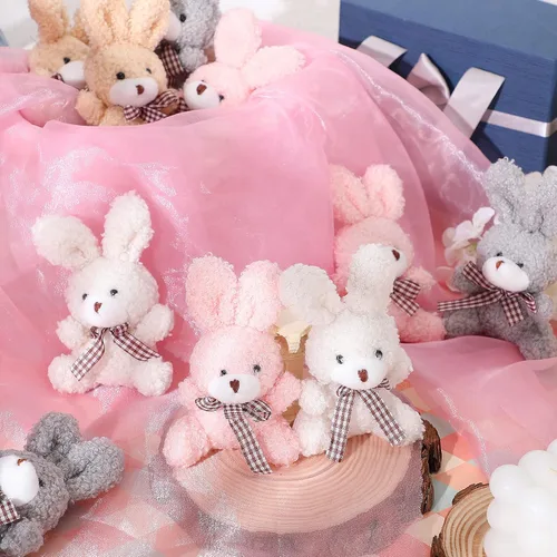 Miniatura 5 de Zomiboo - 12 piezas de mini conejito de peluche de 3.2 pulgadas, lindo animal de peluche a granel, pequeños conejitos suaves, juguetes de regalo