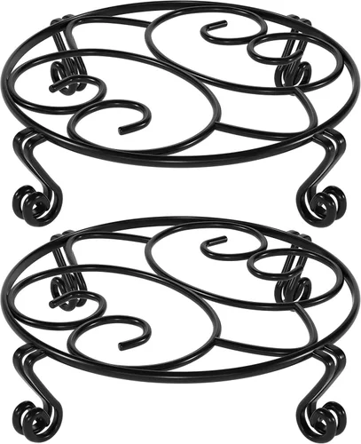 Miniatura 8 de Yimobra Paquete de 2 soportes para macetas resistentes para macetas para interiores y exteriores, metal a prueba de óxido, contenedor de jardín
