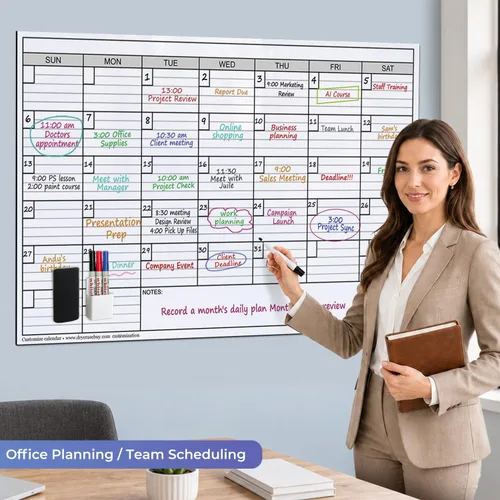 Miniatura 8 de Calendario magnético extra grande de borrado en seco para pared, calendario mensual gigante de pizarra blanca de 25 x 38 pulgadas, planificador
