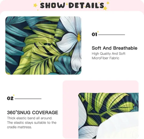 Miniatura 5 de Fitted Crib Sheets Tropical Palm Leaf Mini Crib Sheets for Boy & Girl Toddler Mattress Sheets Playard Sheet 21216115