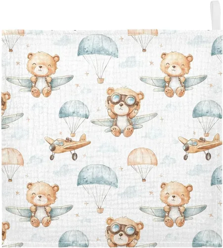 Miniatura 11 de Toallas de algodón para bebé, toallas de baño unisex para recién nacidos, toallitas naturales para piel delicada, 11.8 x 11.8 pulgadas, paquete de 5