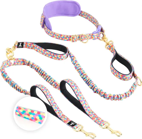 Miniatura 13 de SparklyPets Double Bungee Waist 2 Dog Leash with Back Brace – Dual Dog Leash for Medium/Large Breeds – Running Belt Fanny Pack with Phone, Waste