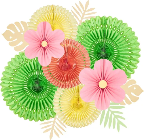Miniatura 19 de SUNBEAUTY Abanicos de papel dorados y negros para fondo de fiesta de té, boda, primavera, cumpleaños, aula, baby shower, Halloween, decoración