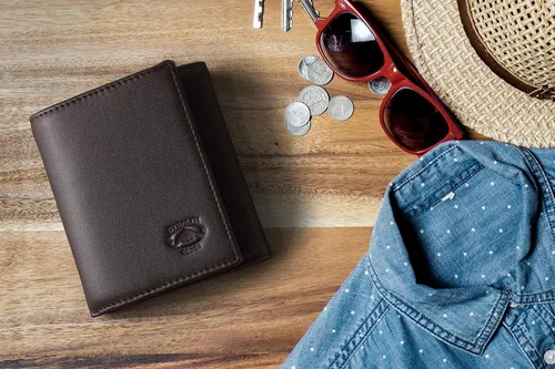 Miniatura 55 de Stealth Mode Cartera de cuero triple RFID para hombres con soporte de identificación abatible (negro)