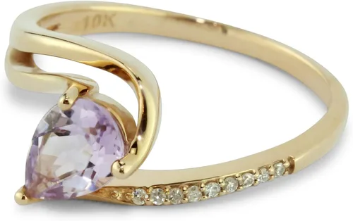Miniatura 4 de Belantina Heartland By Beverley Mitchell 10K Rose Gold and Sterling Silver 7x9mm Amethyst & Diamond Accented Statement Ring