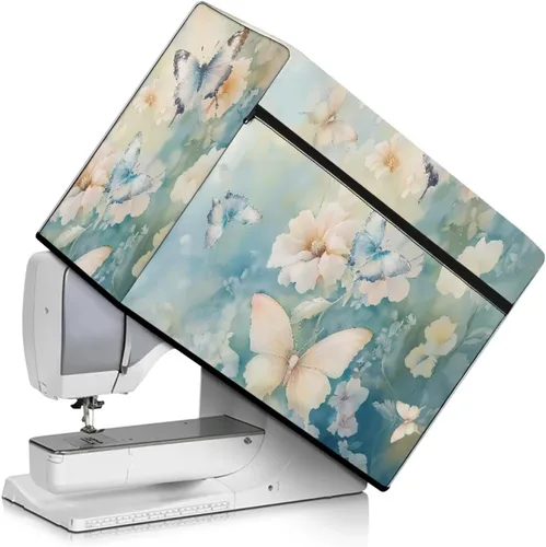 Miniatura 15 de Funda para máquina de coser de mariposas y flores con prácticos bolsillos, funda protectora con asa, para la mayoría de máquinas de coser estándar