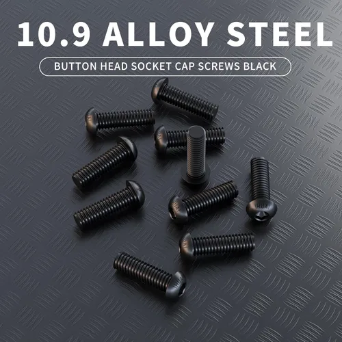Miniatura 3 de Tornillos de cabeza de botón M3 x 0.315 in, 0.394 in, 0.472 in, 0.630 in, 0.787 in, cabeza de botón, acero de aleación de grado 10.9, unidad