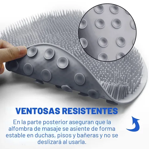 Miniatura 5 de Tapete de Limpieza de Pies para Ducha, Limpiador de Espalda Montado en la Pared, Almohadilla Exfoliante para Baño, Copas de Succión Negro