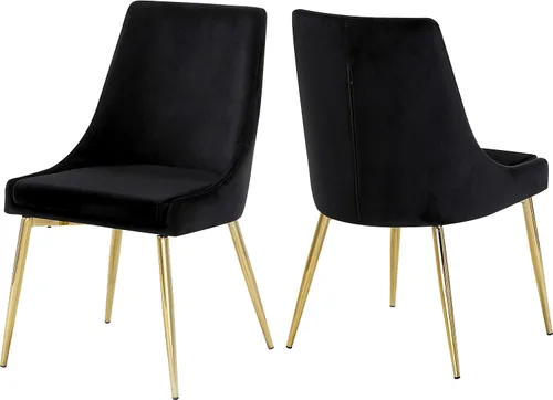 Miniatura 10 de Meridian Furniture Karina Collection Modern - Silla de comedor tapizada de terciopelo contemporánea con patas de metal resistentes, juego de 2, 19.5