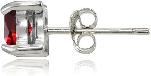 Miniatura 2 de Pendientes de tuerca cuadrados de plata de ley auténtica, creados o simulados de piedra natal de 0.197in