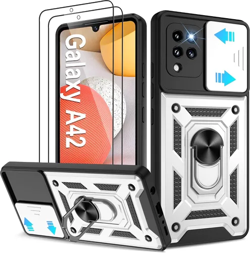 Miniatura 100 de ATUMP Funda para T-Mobile Revvl V Plus 5G con protector de pantalla HD con cubierta de cámara deslizante, soporte de anillo de rotación de 360° Negro