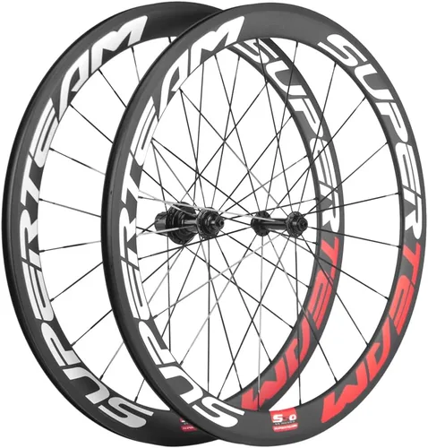 Miniatura 11 de Superteam Ruedas de Bicicleta de Carretera de Fibra de Carbono 700C, Juego de Ruedas Clincher de 50mm, Mate de 23 de Ancho Amarillo fluorescente