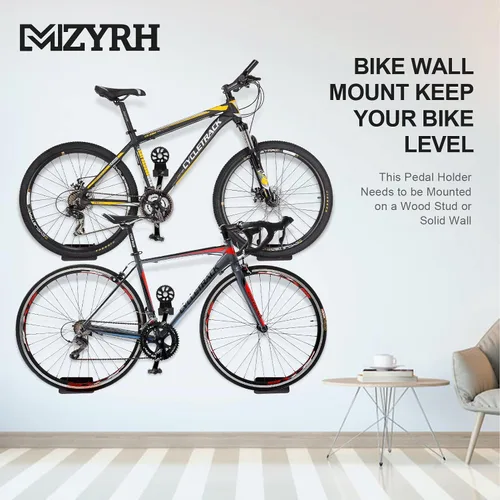 Miniatura 2 de MZYRH Soporte de pared resistente para bicicleta, acero inoxidable, 1 paquete, negro