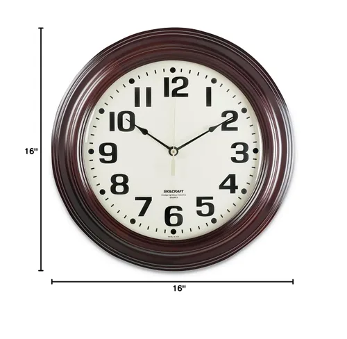 Miniatura 2 de Reloj de pared de cuarzo, marco redondo de madera dura, caja de caoba/cara blanca