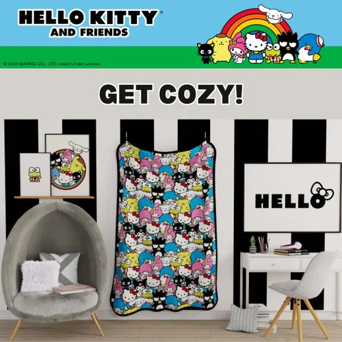 Miniatura 4 de Coleccionables Hello Kitty & Friends Ropa de cama Manta súper suave y acogedora, 62 in x 90 in, (Producto oficialmente licenciado) de Franco Hello