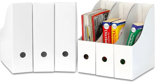 Miniatura 11 de Simple Houseware Paquete de 6 cajas para archivadores de revistas, organizador de cartón plegable, color negro