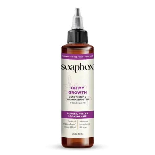 Soapbox Oh My Growth, Tratamiento de refuerzo de vitamina alargadora para el cabello, deja el cabello más grueso, más lleno, más fuerte y saludable,