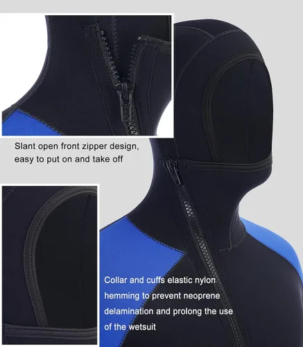 Miniatura 5 de DEHAI Traje de neopreno de 0.197 in para hombre, traje de neopreno para buceo, manga larga, cremallera trasera, cuerpo completo, traje de baño