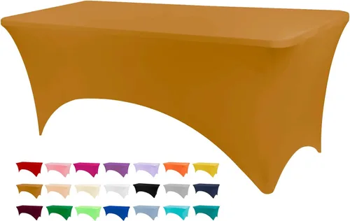 Miniatura 7 de BDDC - Fundas de mesa para mesas de 6 pies, manteles elásticos lavables y resistentes a las arrugas de color azul real de 6 pies para eventos