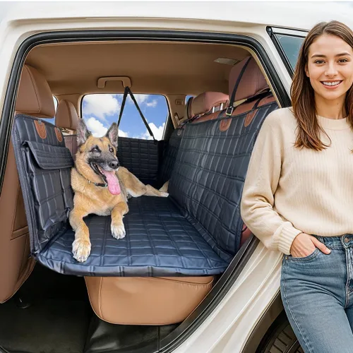 Miniatura 7 de APetsPlanet Funda de asiento de automóvil para perro para asiento trasero con parte inferior dura, extensor de asiento trasero impermeable