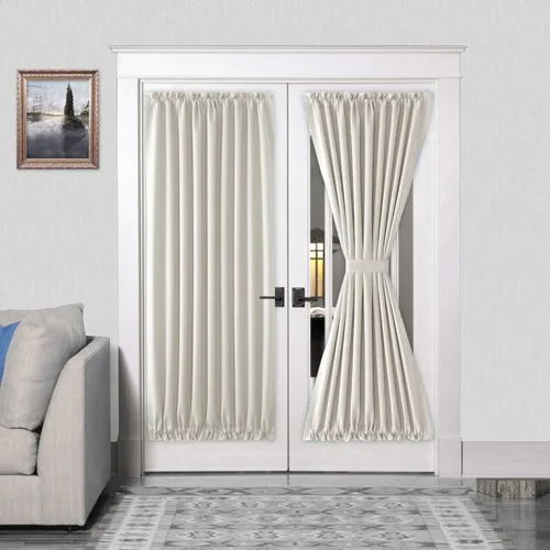 Miniatura 156 de DWCN Cortinas para puerta francesa: cortina térmica con bolsillo para barra para puertas con ventana de vidrio, puertas de cocina y patio