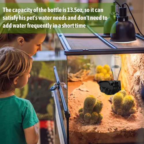 Miniatura 6 de Mumufy Comedero de agua para reptiles, paquete de 2, dispensador automático de agua, 13.5 onzas, para dragón barbudo, terrario, tortuga, geckos, rana