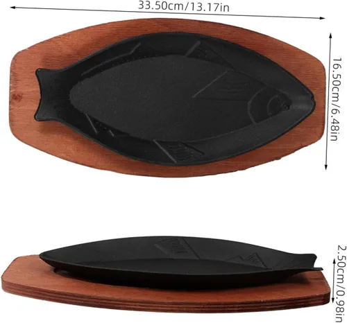 Miniatura 2 de Operitacx Plato de barbacoa en forma de pescado, sartén antiadherente portátil para carne y limpieza, accesorio de cocina para fiestas y reuniones