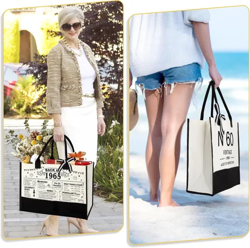 Miniatura 6 de YeohJoy Regalos de 60 cumpleaños para mujeres, bolsa de lona para viaje, regalos únicos de 60 años para su esposa, hermana, mamá, tía, amigas, bolso