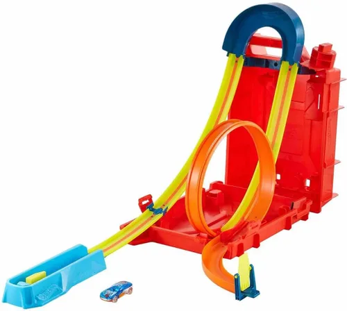 Miniatura 4 de Hot Wheels Juego de autos de juguete, Track Builder Unlimited Playset Fuel Can Stunt Box, 14 piezas componentes y vehículo a escala 1:64