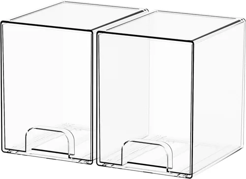 Miniatura 16 de Yieach Cajones de almacenamiento apilables transparentes de 12.1 pulgadas de ancho, paquete de 2 organizadores de cajones acrílicos para accesorios