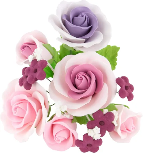 Global Sugar Art Ramo de flores para pastel de azúcar rosa y lavanda, 1 unidad por el chef Alan Tetreault