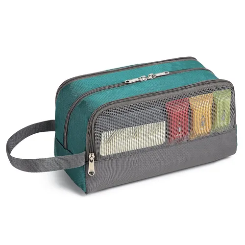 Miniatura 3 de Yeiotsy Neceser para niños, kit de viaje para niños con bolsillos de malla, organizador compacto para gimnasio, campamento, senderismo