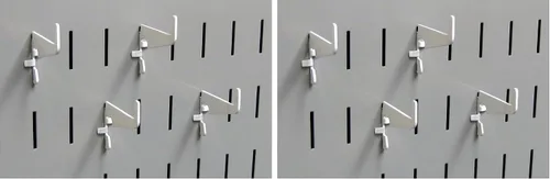 Miniatura 9 de Wall Control Paquete de ganchos medianos de 1-7/8 pulgadas, ganchos de metal ranurados para tablero de clavijas y tablero de herramientas ranurado