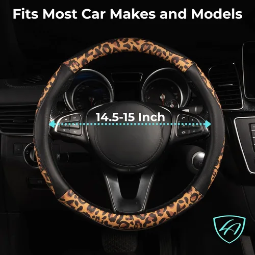 Miniatura 5 de Lord Autofashion - Funda para volante, piel sintética, interior de goma antideslizante, comodidad para todas las estaciones, 14.5-15 pulgadas