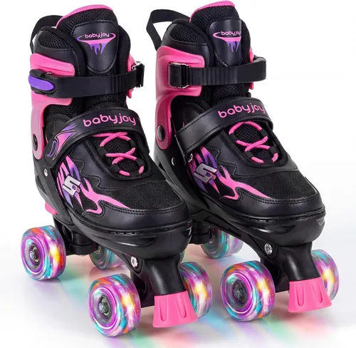 Miniatura 11 de BABY JOY Patines de ruedas ajustables en 4 tamaños para niños de 5 a 14 años de edad, niñas y adolescentes con ruedas iluminadas y protección