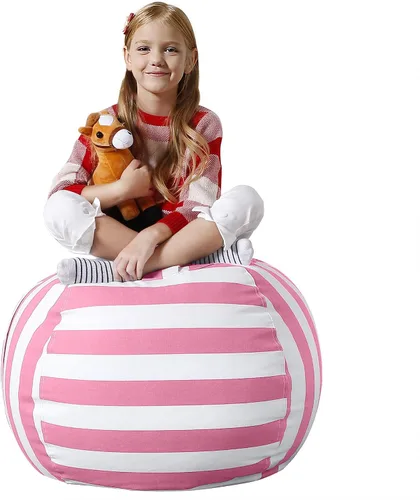 Miniatura 8 de Aubliss Puf de Almacenamiento de Animales de Peluche, Silla Puf de Unicornio, Stuff 'n Sit para Niños, Mediano 32" - Lona Unicornio Azul Azul