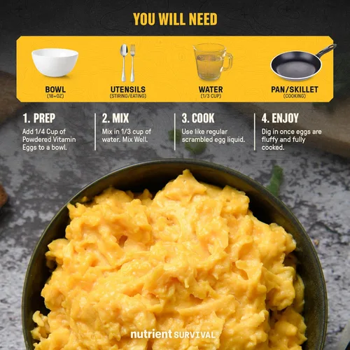 Miniatura 5 de 4 Latas, Equivalente a 70 Huevos por lata - Nutrient Survival Huevos en Polvo con Vitaminas Liofilizados Suministros para Preparacionistas