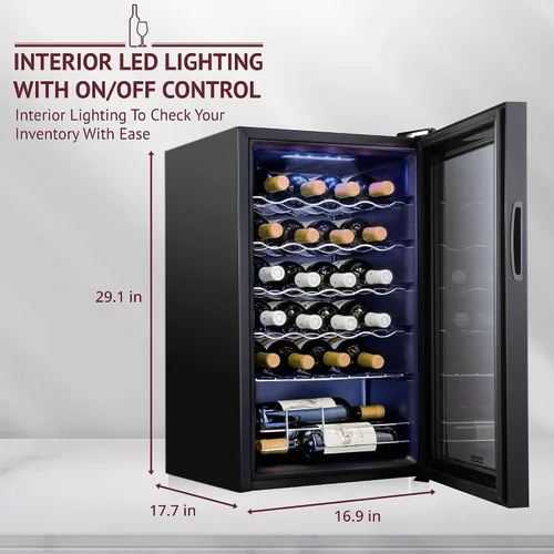 Miniatura 2 de Schmecke - Refrigerador de vino con compresor de 24 botellas con cerradura Gran bodega independiente Refrigerador de vino digital 41f-64f