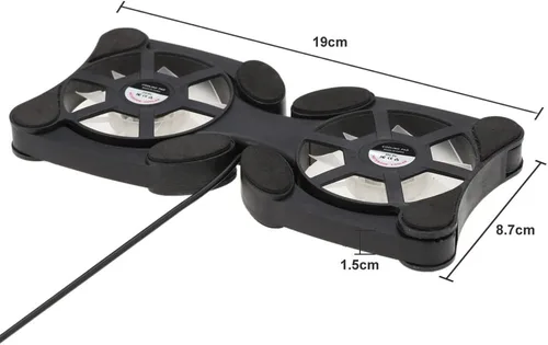 Miniatura 2 de QUZHI Mini portátil plegable plegable USB ventilador dual enfriador almohadilla de enfriamiento para PC portátil portátil 7