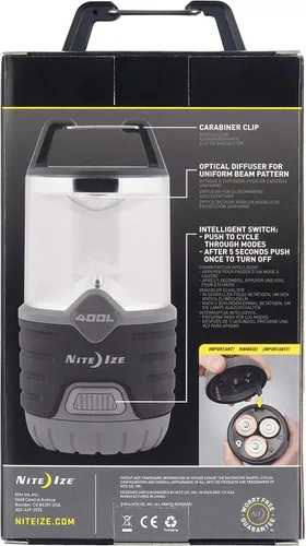 Miniatura 9 de Nite Ize Linterna Radiant 400, linterna de 400 lúmenes para campamento o preparación de emergencia, linterna radiante 400, color negro