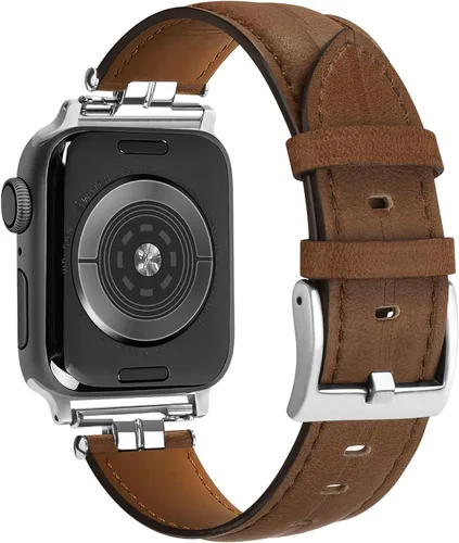 Miniatura 7 de Correa de cuero compatible con correas de Apple Watch para hombres de 38/40/41/42/44/45/46/1.929 in, correa de cuero genuino para iWatch Series 10