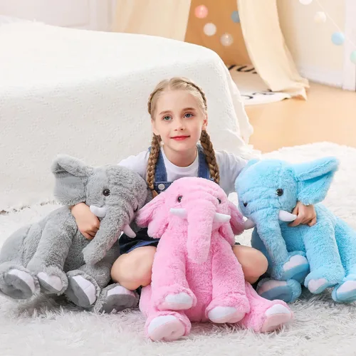 Miniatura 6 de JellyMallow Animales de peluche con peso de elefante, 5 libras y 16 pulgadas, color gris, almohada grande de peluche de elefante con peso, regalo